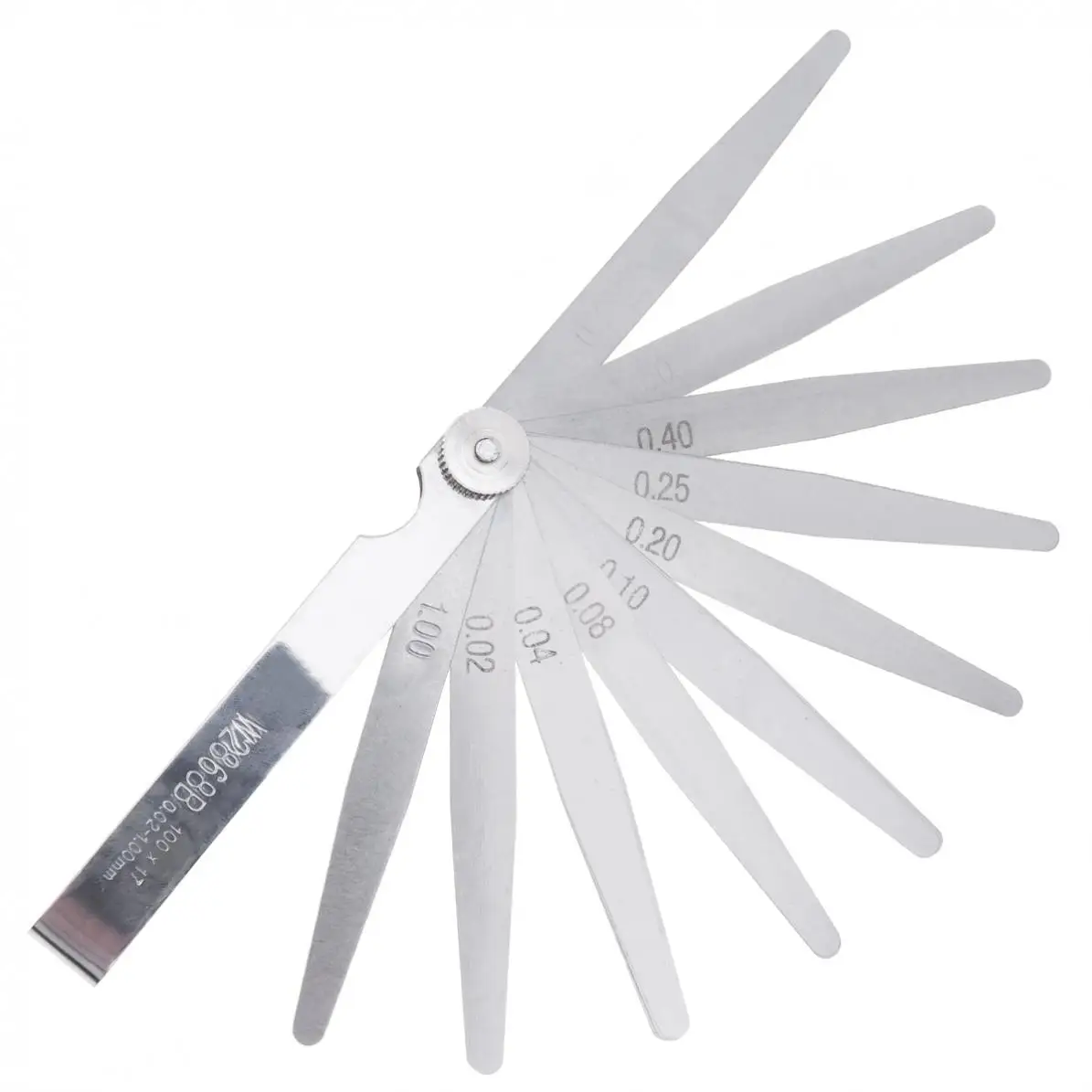 100 x 17 Blade Stainless Steel Feeler Gauge with Adjustable Nut and 0.