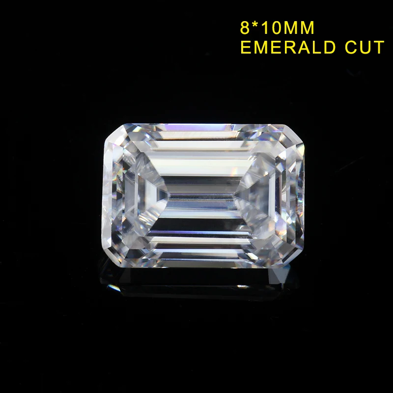 Драгоценный камень с изумрудно огранённым муассанитом 8 х10 мм|moissanite loose stones|loose
