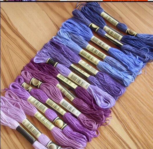 Free Shipping 17pcs Purple Cross Stitch Cotton Embroidery Thread Floss