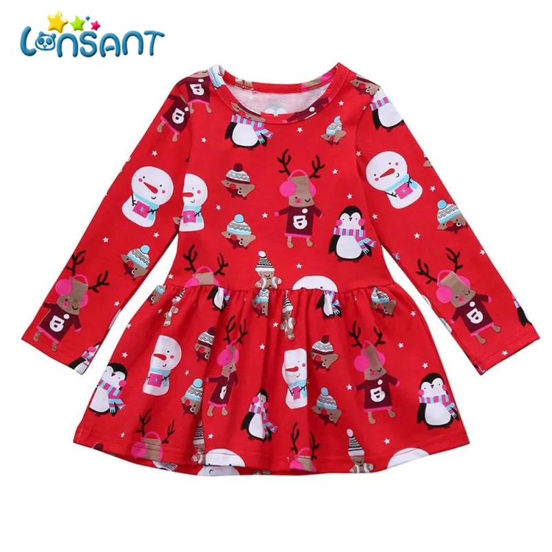 

LONSANT Girl Christmas Clothes 2019 Kids Dresses For Girls Long Sleeve Pageant Party Princess Dress Baby Vestidos Dropshipping