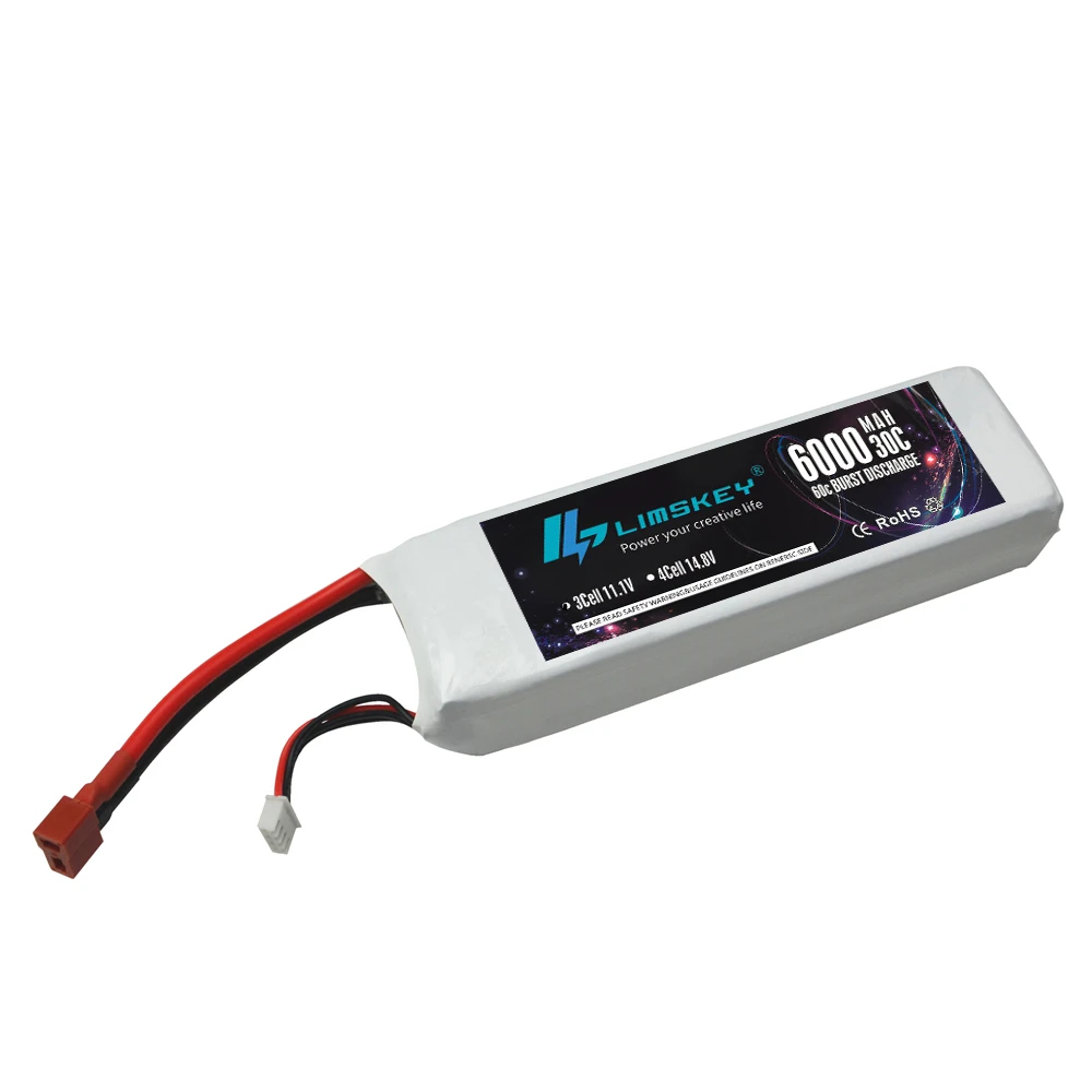Батарея Limskey 11,1 V 6000mAh 30C 60C 3S RC Lipo Bateria для квадрокоптера вертолета гоночного радиоуправляемого автомобиля