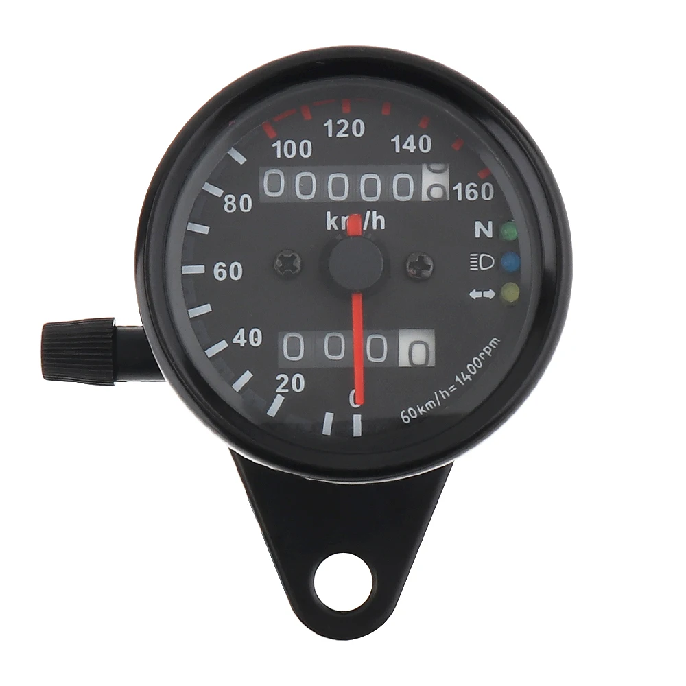 

Motorcycle Speedometer 12V Metal Case with High Bright Two Color LED Night Light Double Counting Mileage Meter Speed Code Table