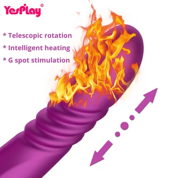 New Dildo Vibrator Automatic Telescopic Rotation Heating 10 Speeds Vibration G-spot Clitoris Vaginal Massage Sex Toys for Women 3