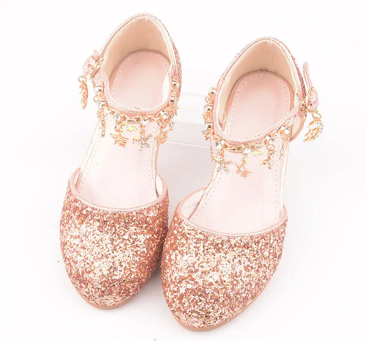 Sapatos de Cristal de Alta-salto Sapatos de Dança Sapatos de Crianças da Criança do Bebê Sapatos de Couro Novas Crianças Alto Chains Rhinestone Estudante Princesa Meninas 041 7 Novas Crianças sapatos De Cristal De Alta-salto