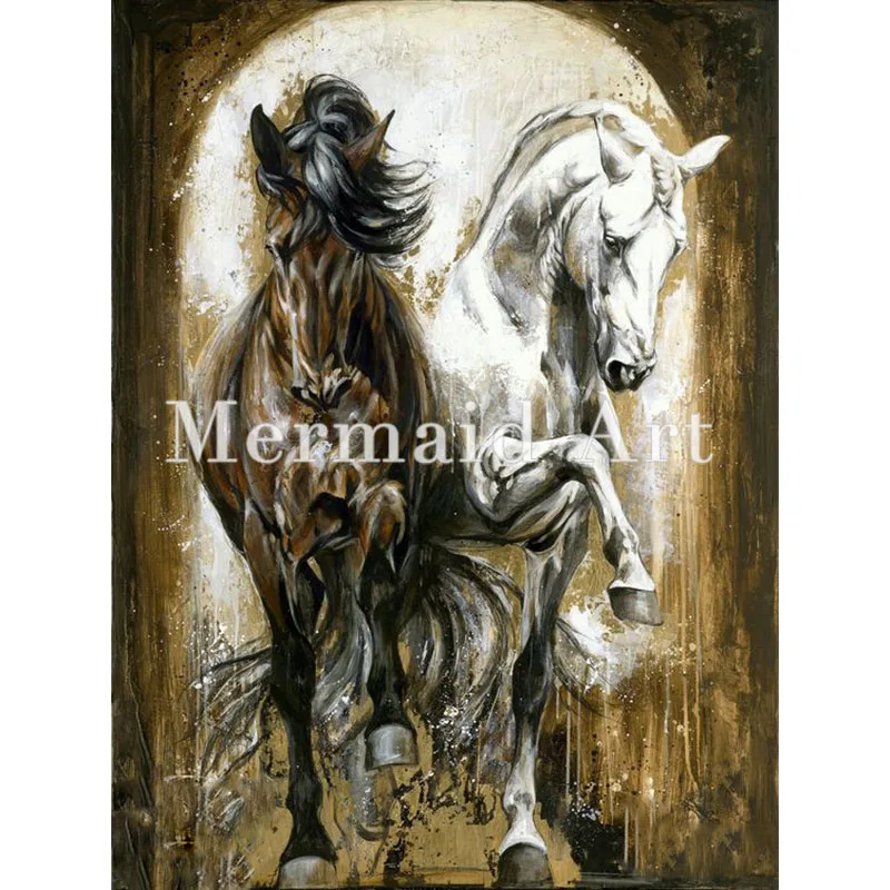 

high quality Hand Painted art Oil Paintings Animal abstract black and white horse Oil Painting On Canvas For Artwork Home Decor