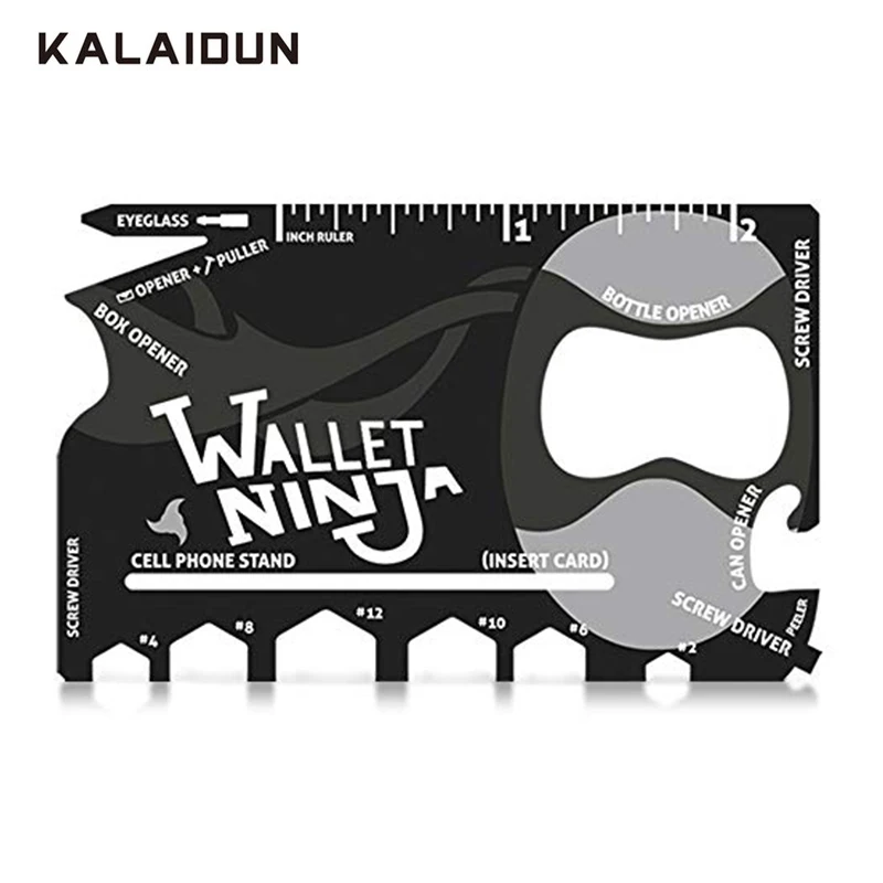 

KALAIDUN Tool Kit 18 in 1 Pocket Credit Card Multi-function Portable Screwdriver Calipers Ruler Bottle Opener Survival Hand Tool