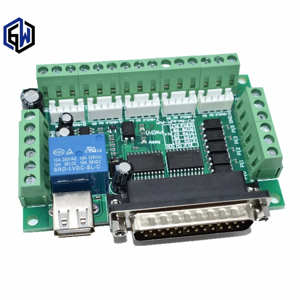 5 Axis CNC Breakout Board With Optical Coupler For Stepper Motor Driver ...