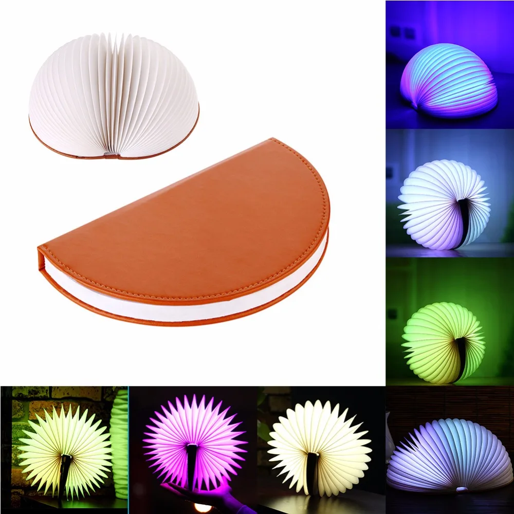 

USB Rechargeable LED Folding Book Shape Desk Lamp Creative Colorful Nightlight Booklight With Remote Control for Home Decorative