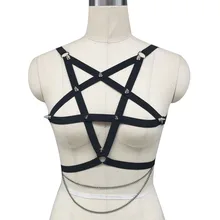 Страховочная система для женщин эластичные Белье жгуты в форме пентаграммы/клетка бюстгальтер/портупея/фетиш/бондаж пояс 90 гот боди