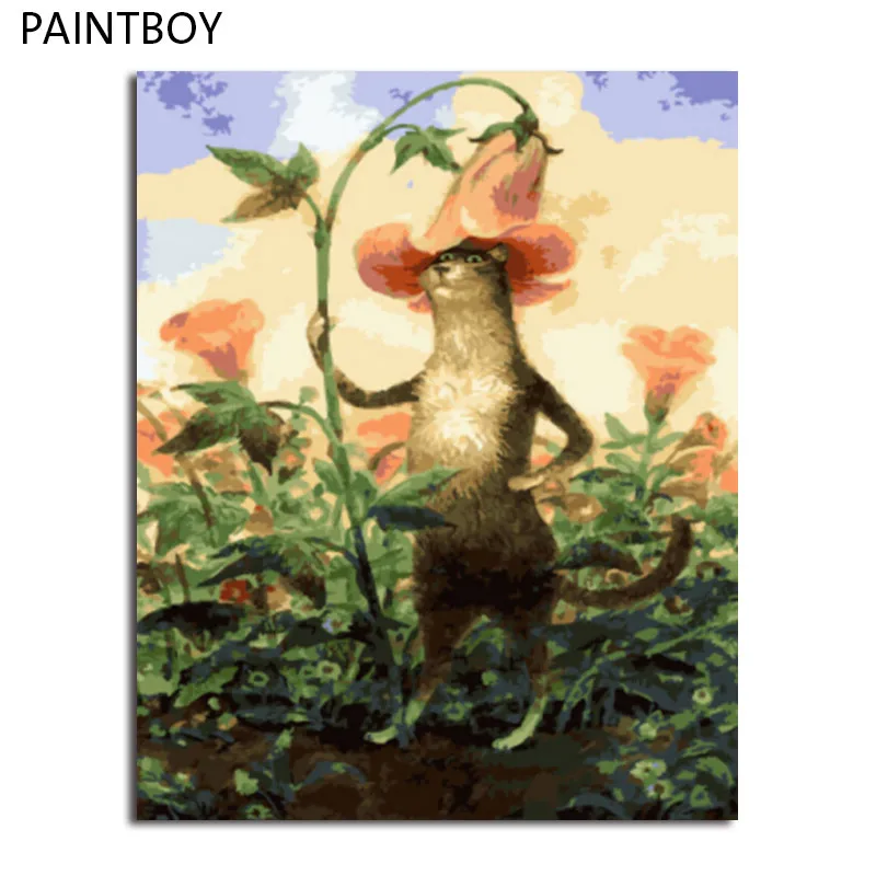 

Cat Frameles Oil Painting By Numbers Canvas DIY Oil Painting Home Decoration For Living Room 40*50cm Home Decor GX4933