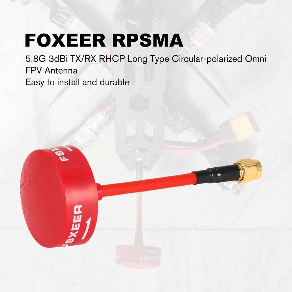 

FOXEER RPSMA 5.8G 3dBi TX/RX RHCP Long Type Circular-polarized Omni Antenna for FPV Drone Fatshark Goggle Glasses