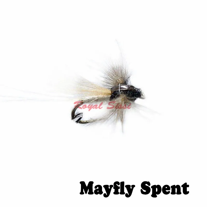 Королевский Sissi ручной привязанный 6 шт./кор. 14# mayfly потраченный CDC перо mayfly взрослые мухи Дрейк emerger засушенные мухи ловля нахлыстом насекомые, мухи - Цвет: Mayfly Spent 6pcs