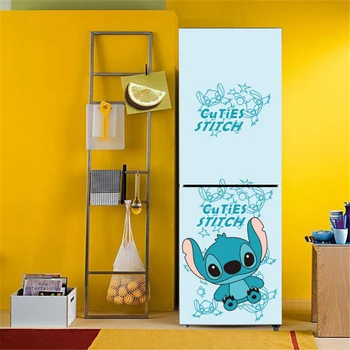 

Lilo & Stitch Cartoon Art Home Decor Adhesive PVC Removable Waterproof Decals Refrigerator Cover Door DIY wall stickers BX07