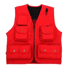 Многокарманный жилет красный, бежевый, черный, зеленый, фотография, репортёр, наружный рабочий, реклама, рыбалка