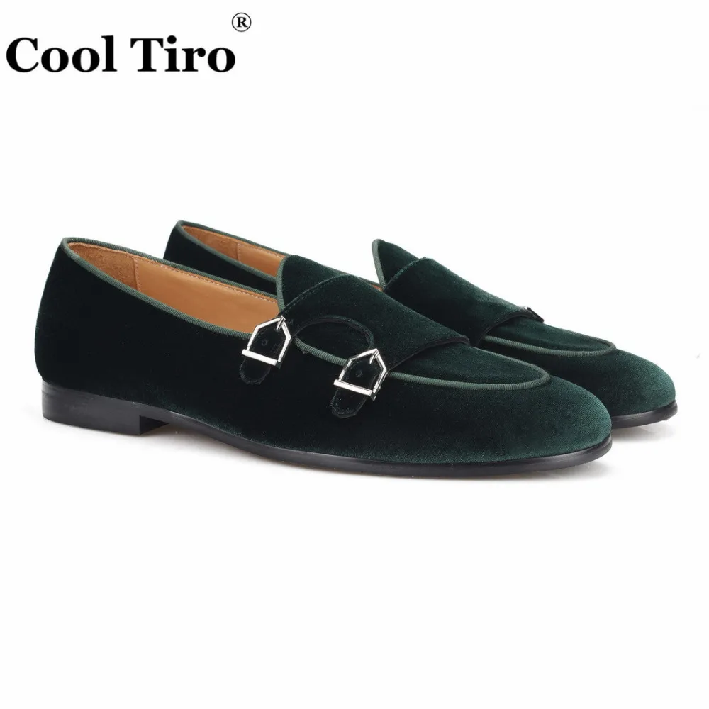Green Velvet Double-Monk Belgian Loafers  (2)