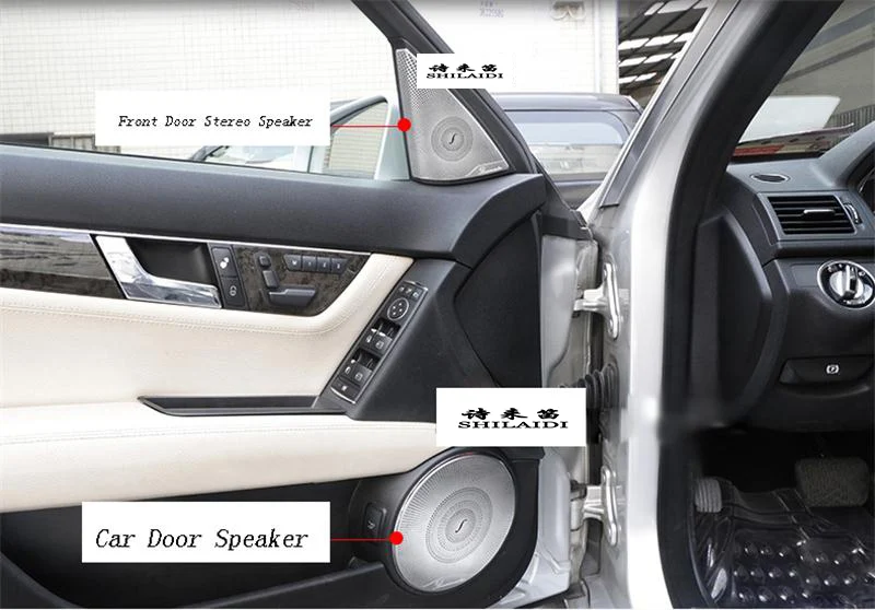 Автомобильный Стайлинг аудио Динамик автомобильные передние и задние двери Регулировка динамиков крышка Стикеры для Mercedes Benz C Class W204 аксессуары для интерьера