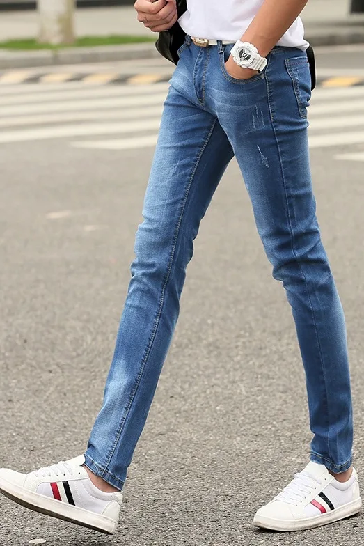 New Spring&Autumn Straight Jeans Mens High Quality Casual Washed Stretch Jeans Elasticity Slim Thin Denim Jeans Men