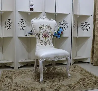 Европейский стиль обеденный стул из твердой древесины мягкий стул принцесса стул слоновой кости белый отель маникюр и переодевание стул - Цвет: 20