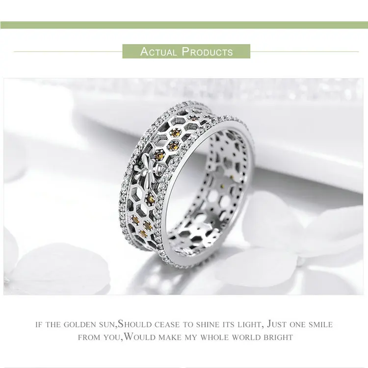 WOSTU Настоящее серебро 925 соты дизайн 7 мм роскошные кольца для пальцев для женщин серебро Мода 925 ювелирные изделия подарок BKR391