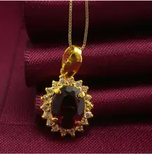 Pure 24K Solid 999 Yellow Gold Garnet Pendant