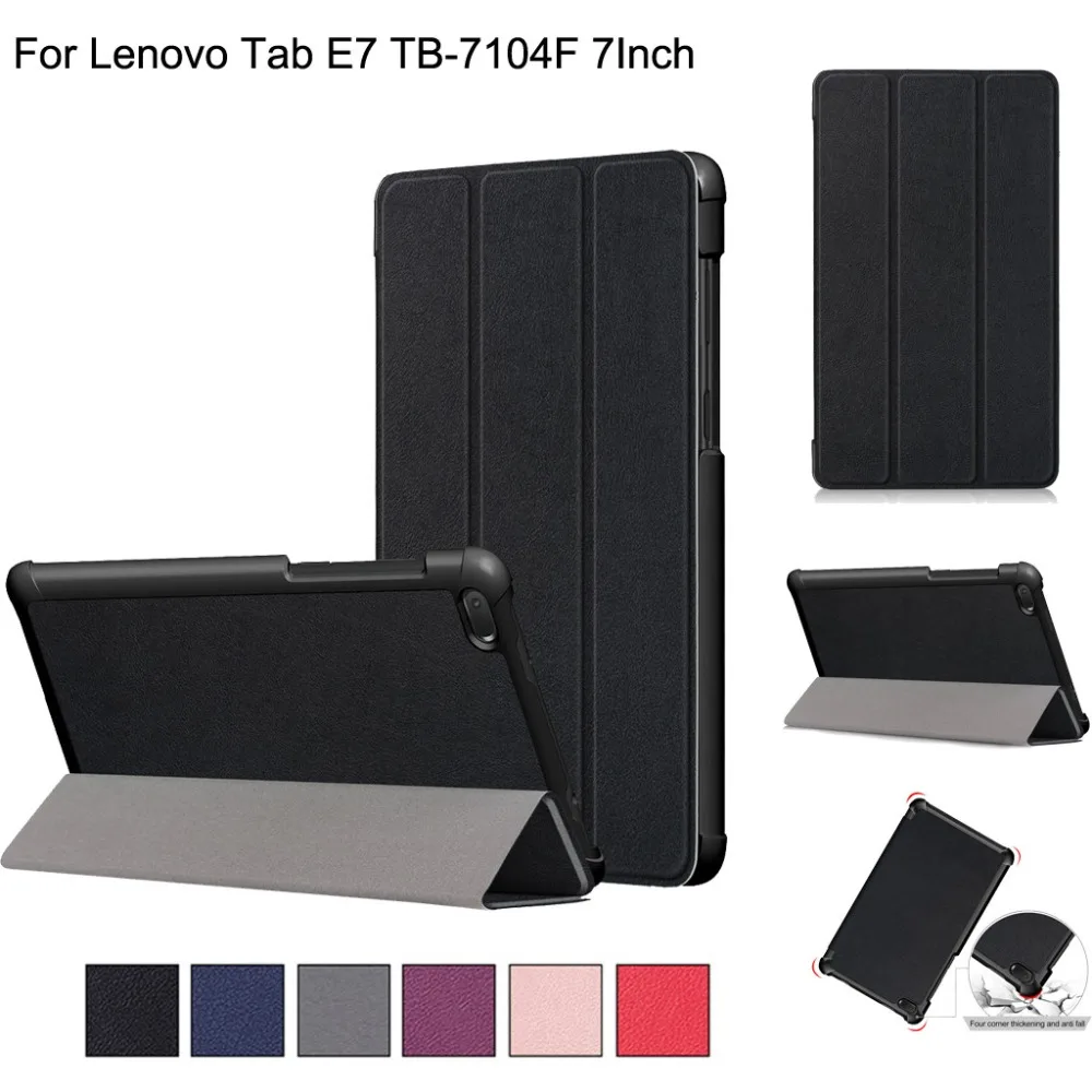 

tablet case For Lenovo Tab E7 TB-7104F 7 inch Slim Folding Tablet Cover Case waterproof case Anti-dirts Leather Cover New 2019z7