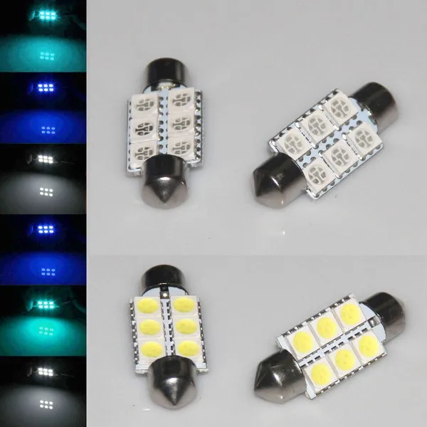 10 шт. белый 36 мм Festoon 5050 SMD 6 светодиодный C5W автомобиля светодиодный авто Интерьер Купол дверь свет лампы освещение для коридоров 12 в рабочий светильник