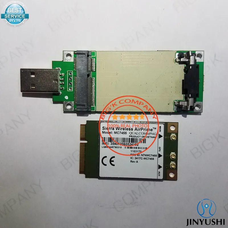 

JINYUSHI for MC7455+Pcie to USB transfer card FDD/TDD LTE 4G CAT6 DC-HSPA+ GNSS USB 3.0 MBIM interface 100% New&Original