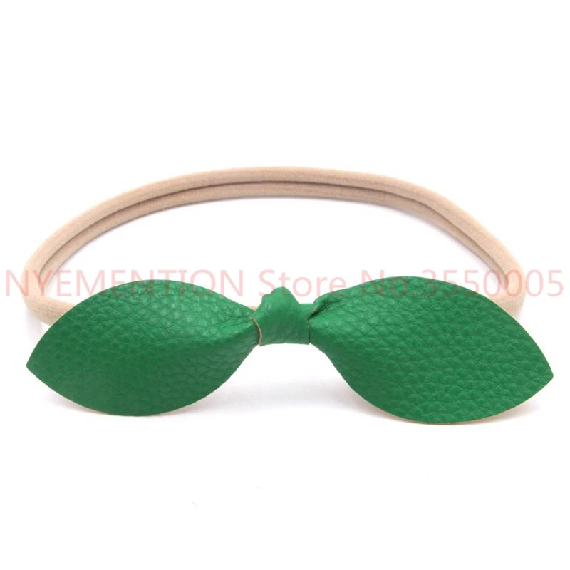 100pcs/lot 2017 New 4&quot Leather Bow Elastic Nylon Headband Chic European Hair Accessories For Kids Headwrap Headwear | Детская одежда