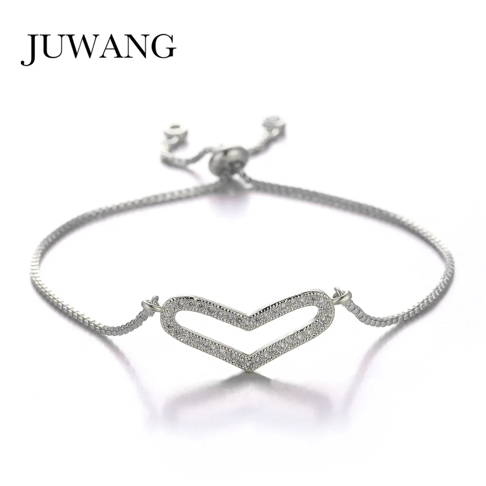 

Romantic Love Heart Shaped Charm Bracelets Female Summer Crystal zircon For Women 925 bracelet Part Jewelry