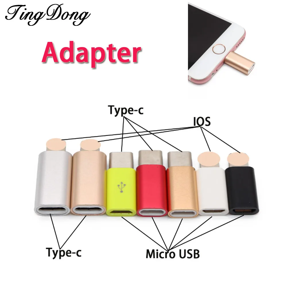 TingDong Micro USB To Type C/IOS Adapter For iPhone/Android Data Cable Converter Adapter Type C To Micro USB