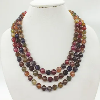 

3-layer 10MM natural Brazilian semi-precious stone necklace. Classic bridal wedding necklace, jewelry