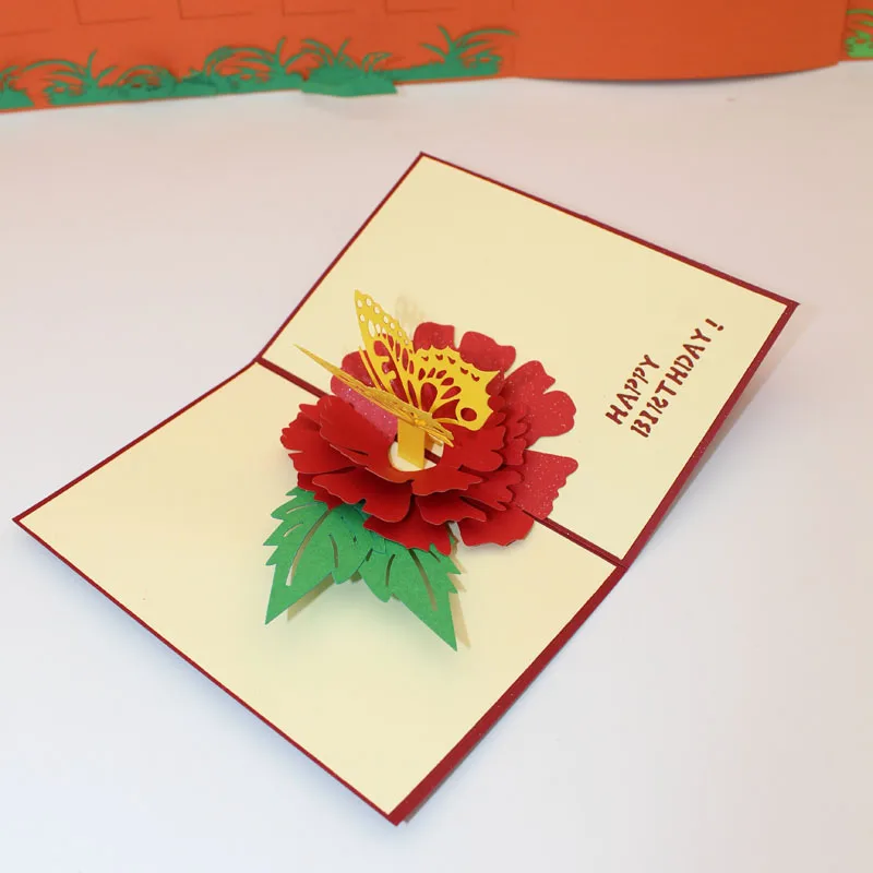  3D Happy Birthday Butterfly In Love with Flowers Paper Invitation Greeting Cards PostCard Valentine - 32842059834