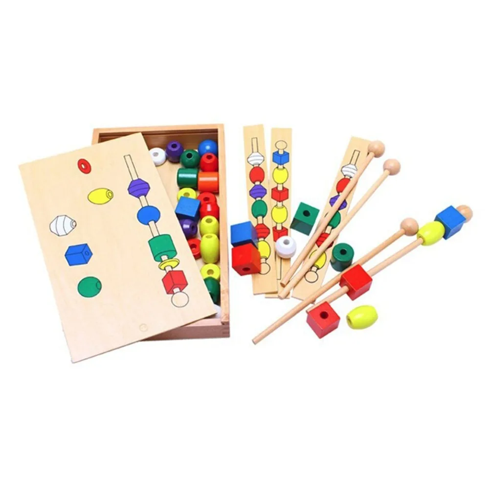 Монтессори Набор для последовательной сборки бисера блок игрушки DIY классическая игрушка Дети обучающие материалы