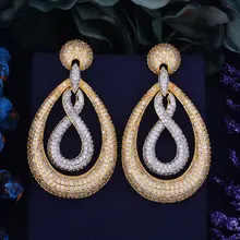 GODKI F 65mm Oversize Luxury Popular Waterdrop Infinity Full Mirco Paved Cubic Zirconia Wedding Earring Fashion Jewelry
