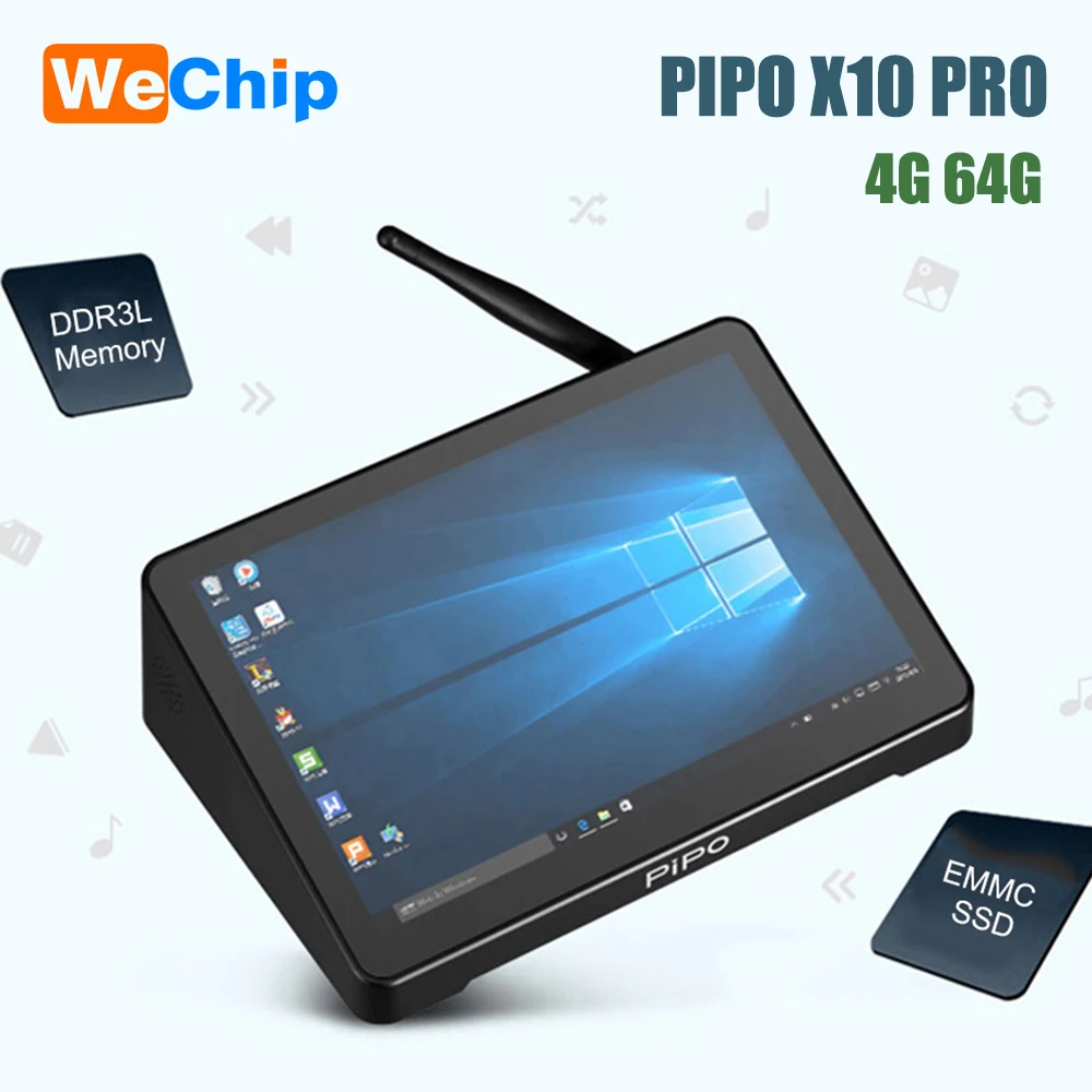 Pipo X10 PRO Mini PC Windows10 Intel Z8350 Четырехъядерный 4G 64G 10,8 дюймовый планшет ips PC 1000 Мбит/с BT4.0 умный медиаплеер