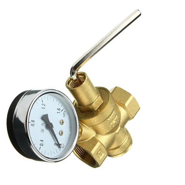 Brass DN20 3/4" Water Pressure Regulator Valves With Pressure Gauge