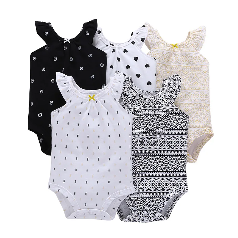 

5 Pcs/lot Twins Baby Clothes Sleeveless Baby Bodysuit 100% Cotton Body Baby Newborn Onesie 6-24 Months