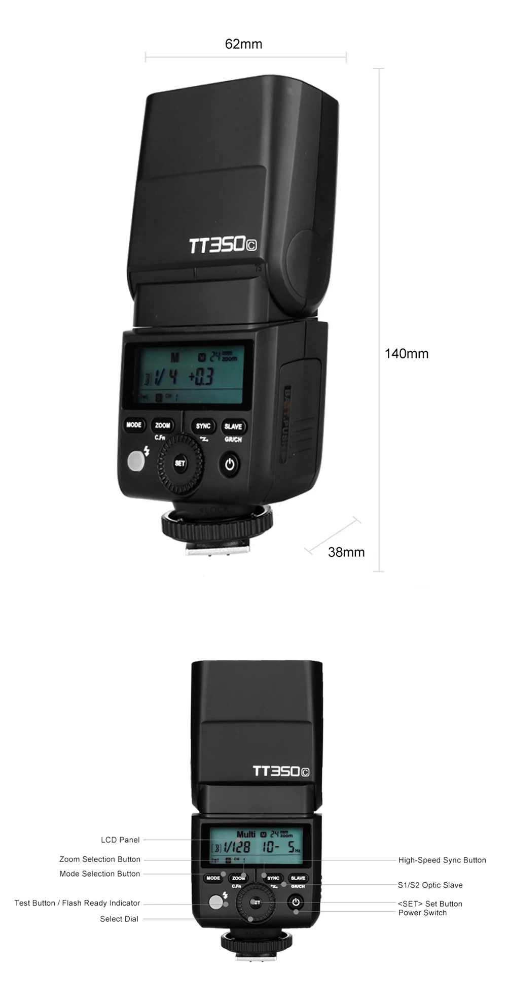 Мини Вспышка Speedlite Godox TT350 ttl 2,4G беспроводная микро одна вспышка горячий башмак USB для Canon Nikon sony Olympus/Panasonic Fuji