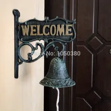 Campainha sino de ferro arte paredes decoração vintage ferro fundido jardim Bem-vindo rico-estilo Europeu rústico atmosfera retro
