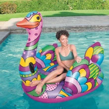 Взрослых гигантские надувные цветные ездить на остич бассейн поплавки животных Ridable Floaties Лето воды игрушечные лошадки воздушный плот кровать