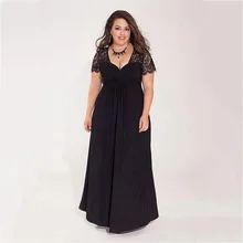 LOVEBATU Brand Black Plus Size Maxi Evening Dress with Lace Sleeve maxi cami dress with fringing black