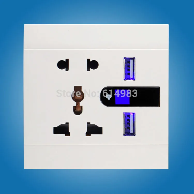 

5 Hole 2.1A Universal 2 USB Port Wall Face Plate Outlet Panel Power Supply Socket Plug Switch Charger