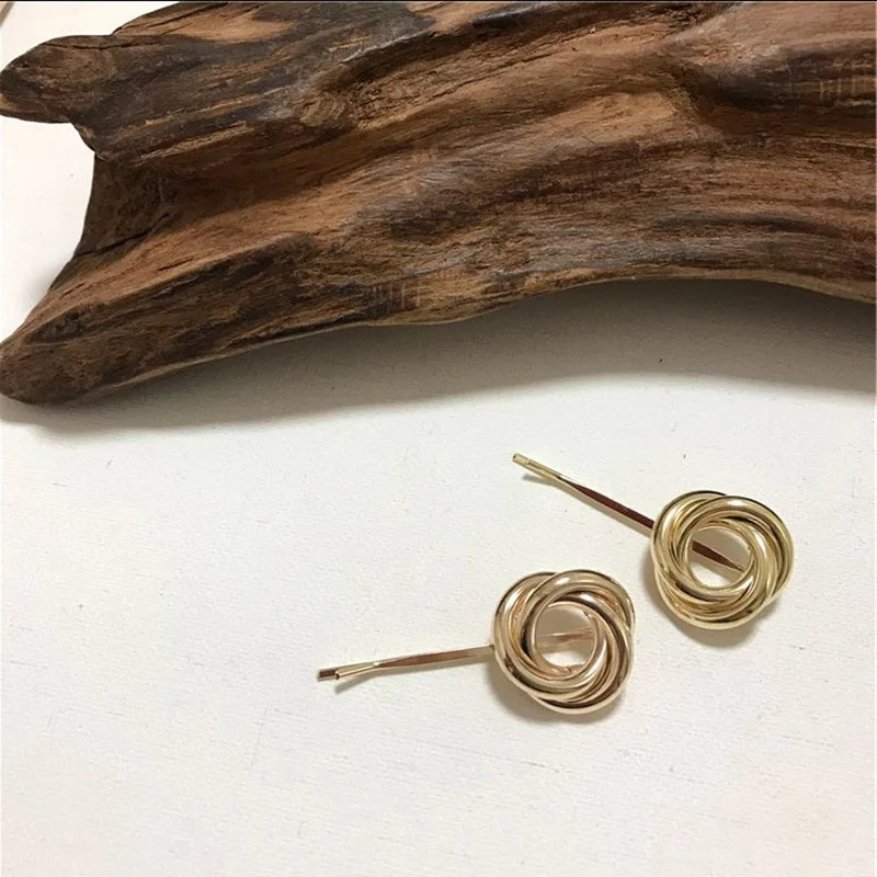 

1Pair Korea Geometric Hollow Round Hair Clips Metal Gold Color Hairpins For Women Girls Hair Accessories Jewelry Gift Drop Ship