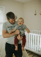 say hello tshirt family clothing little friend kids clothes summer tops family look fashion letter tee father & son christmas say hello