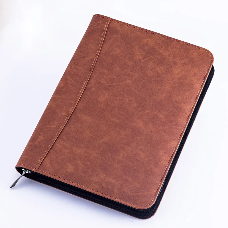 

A5 Notebook Briefcase Fichario File Folder PU Leather Padfolio With Calculator Zipper Binder Diary Agenda Office Note Book