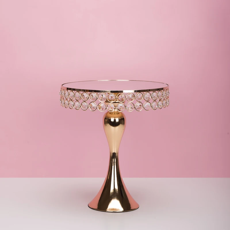  Silver Golden Crystal Cake Stand Electroplating Mirror Face Home Wedding Party Decor Cupcake Stand 