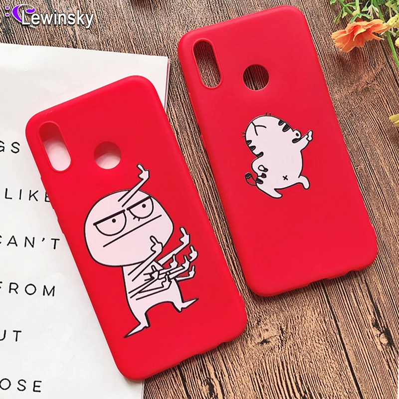 

Funny Cartoon Lovers Phone Case For Huawei Mate 10 20 lite P20 pro P8 P9 lite 2017 Y5 Y6 Y7 2018 P Smart Middle Finger TPU Cover