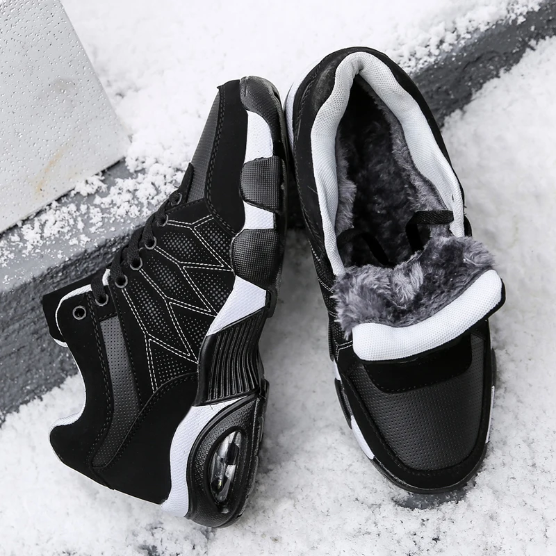 

Hot Sale Winter Warm Plush Sport Shoes Men Air Cushion Damping High Top Sneakers Outdoor Running Shoes Wearable Youth Gym Shoes