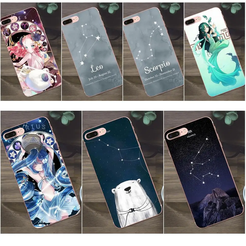 ТПУ чехол для телефона 12 созвездий зодиака Apple iPhone X 4 4S 5 5C SE 6 6S 7 8 Plus Galaxy A3 A5 J1 J2 J3 J5 J7