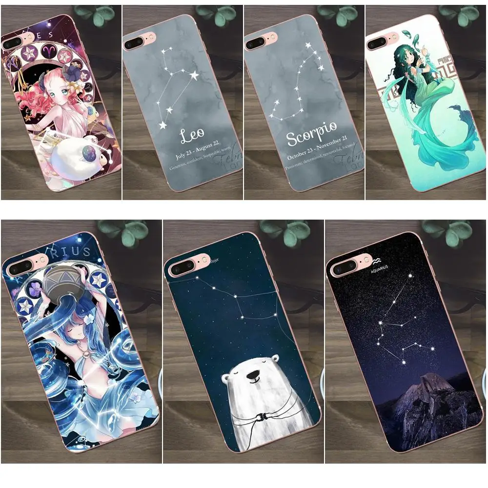 

TPU Phone Case Cover 12 Zodiac Constellations For Apple iPhone X 4 4S 5 5C SE 6 6S 7 8 Plus Galaxy A3 A5 J1 J2 J3 J5 J7 2017